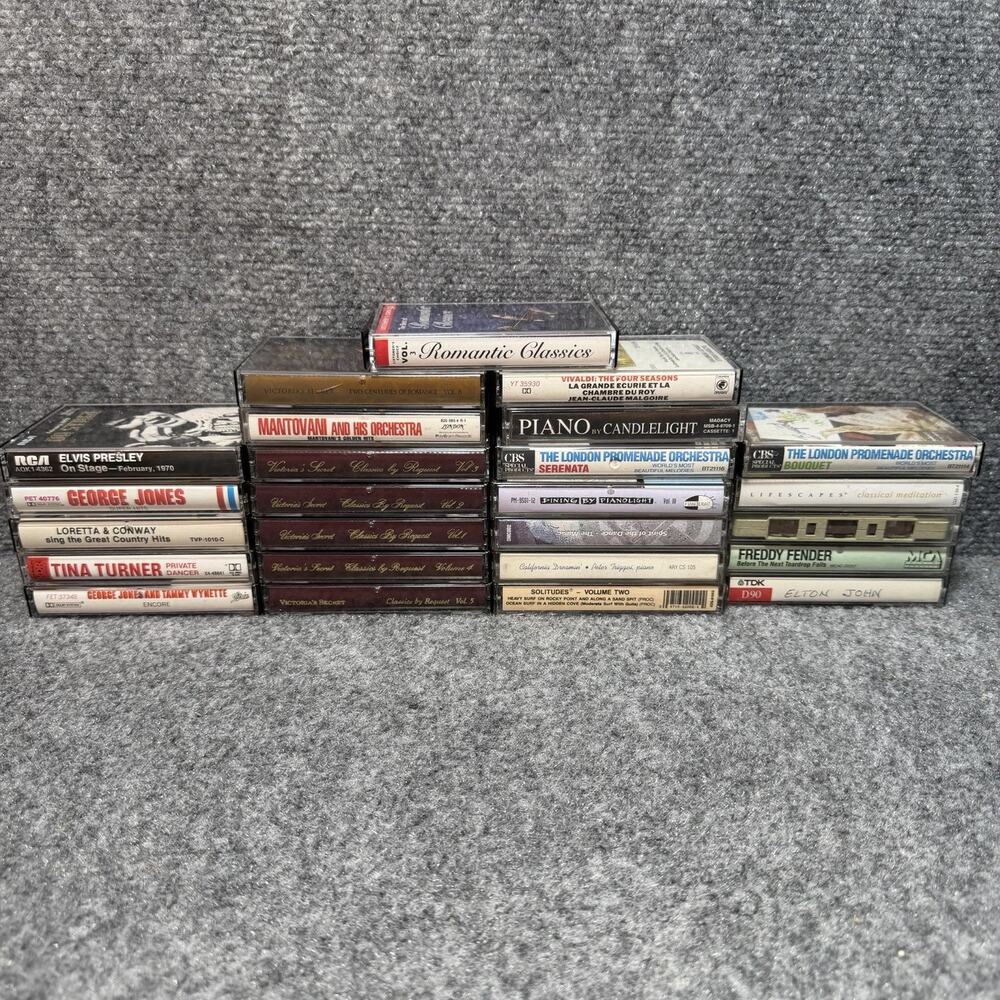 Vintage Cassette Tape Lot Of 25 Mixed Variety Genre Music Country, Classic +
